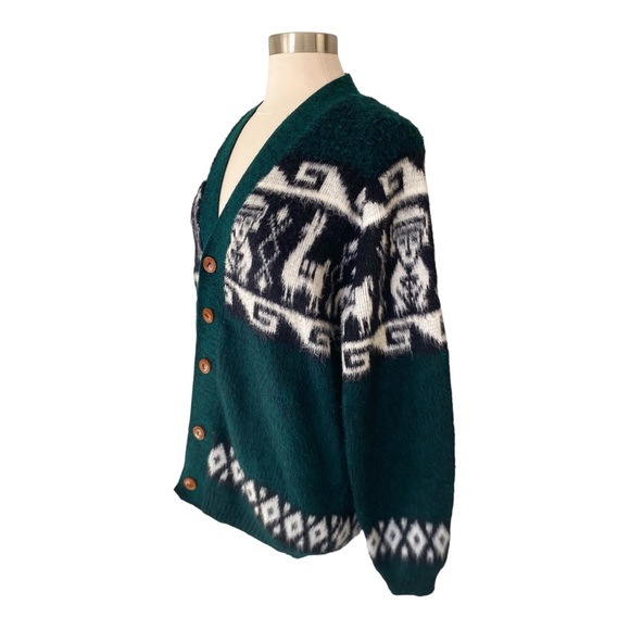 Wool V-Neck Cardigan Sweater, Button Front, Vintage - Picture 5 of 9